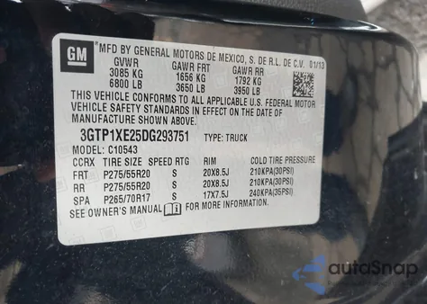 2013 GMC Sierra 1500 Denali из США, поврежденный, VIN 3GTP1XE25DG293751